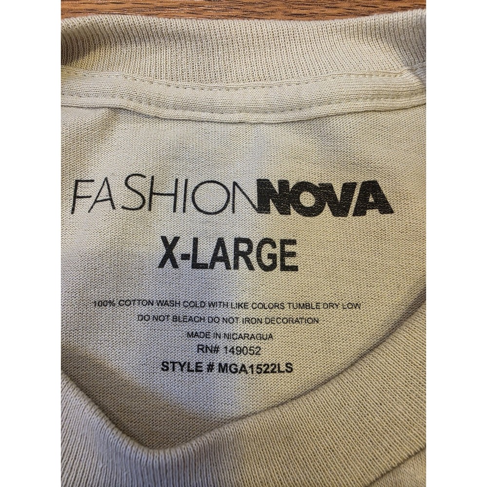 Fashion Nova‎ Long Sleeve Shirt Womens Sz XL Beige Anti-social Butterflies NWOT - Picture 4 of 7